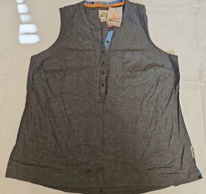 Field & Stream Gray Button-Up Top with Plaid Accents